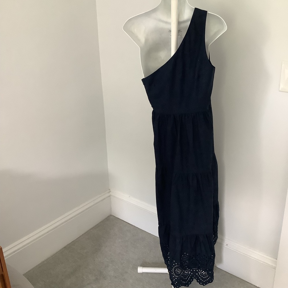 GAP Navy Blue One Shoulder Maxi Cotton Dress NWT Sz. 8 - Picture 10 of 10